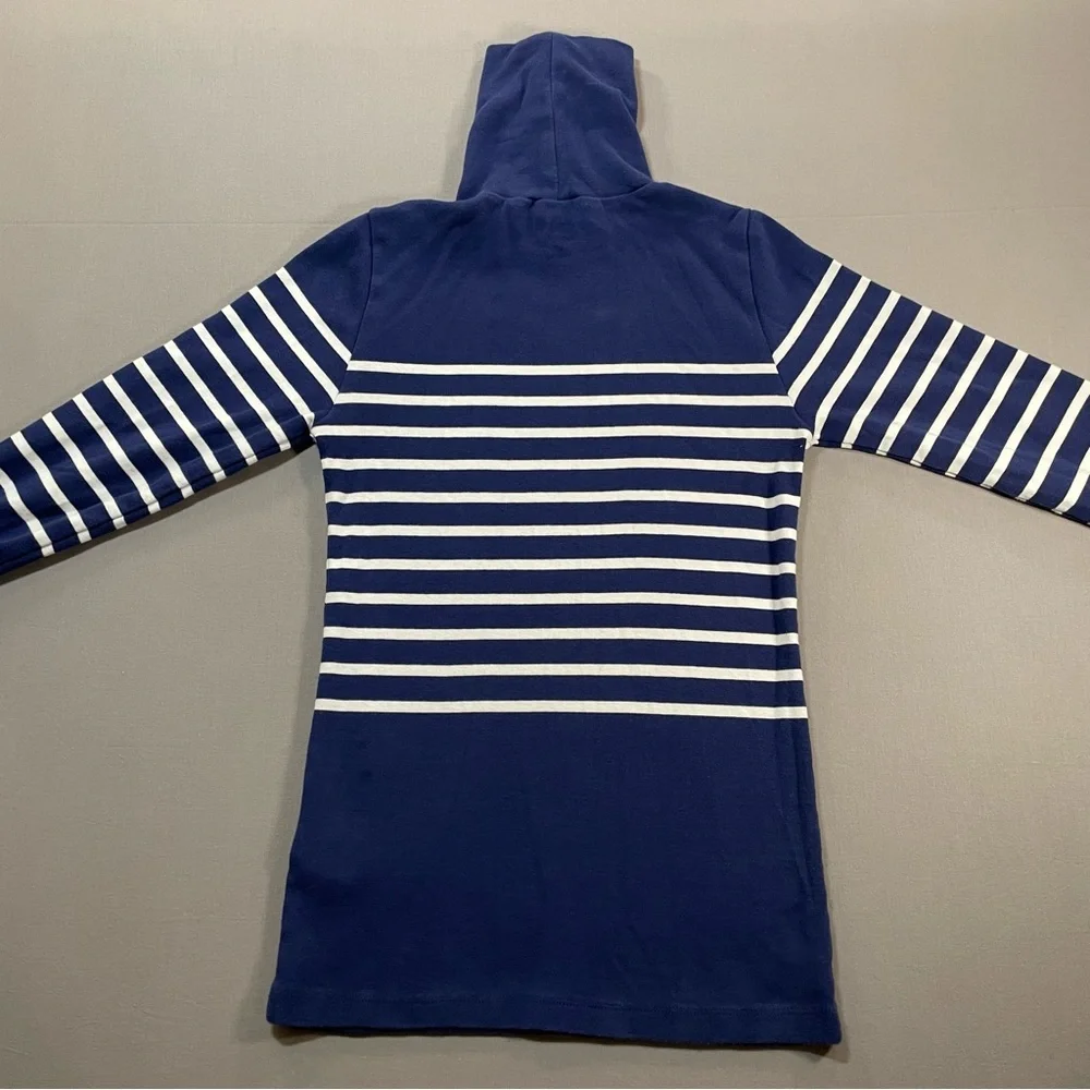 J Crew Perfect-Fit Turtleneck in Stripe, Long Sleeve Cotton Top - Womens Small